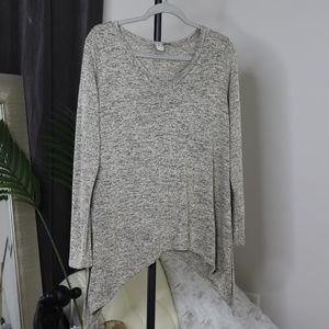 Anthropologie Gray Paper Crane Slouchy Tunic Top